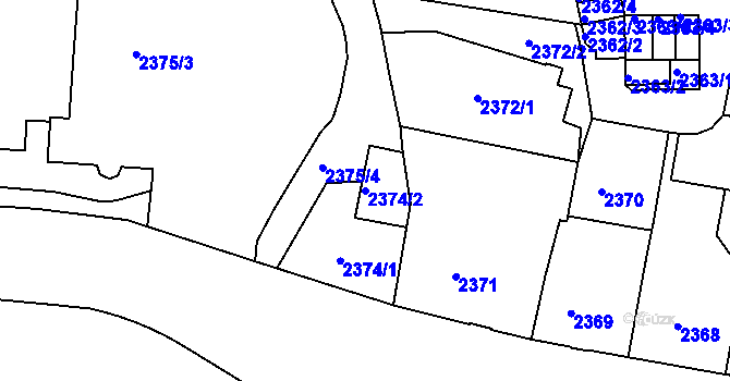 Parcela st. 2374/2 v KÚ Ústí nad Labem, Katastrální mapa