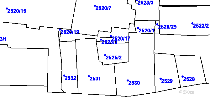 Parcela st. 2525/2 v KÚ Ústí nad Labem, Katastrální mapa