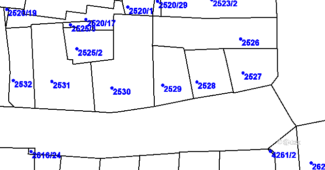 Parcela st. 2529 v KÚ Ústí nad Labem, Katastrální mapa