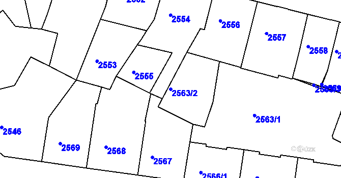 Parcela st. 2563/2 v KÚ Ústí nad Labem, Katastrální mapa