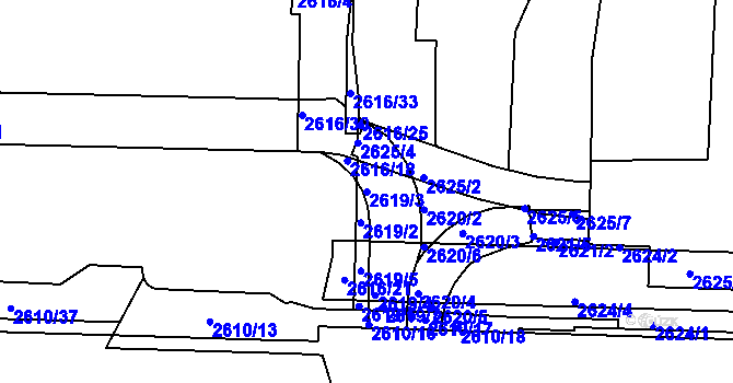 Parcela st. 2619/3 v KÚ Ústí nad Labem, Katastrální mapa