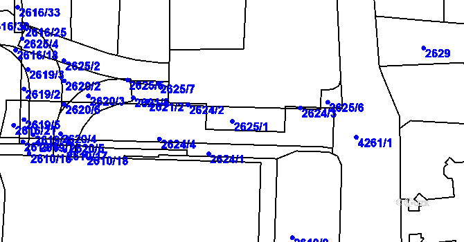 Parcela st. 2625/1 v KÚ Ústí nad Labem, Katastrální mapa