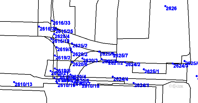 Parcela st. 2625/5 v KÚ Ústí nad Labem, Katastrální mapa