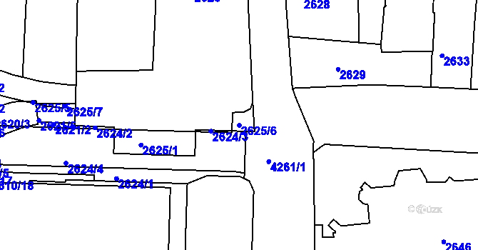 Parcela st. 2625/6 v KÚ Ústí nad Labem, Katastrální mapa