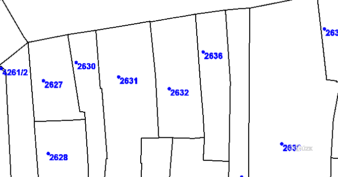 Parcela st. 2632 v KÚ Ústí nad Labem, Katastrální mapa