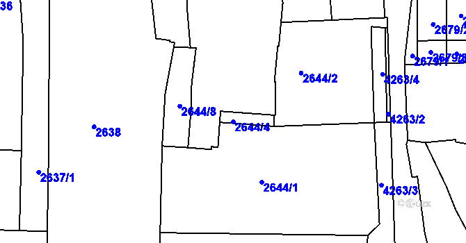 Parcela st. 2644/4 v KÚ Ústí nad Labem, Katastrální mapa