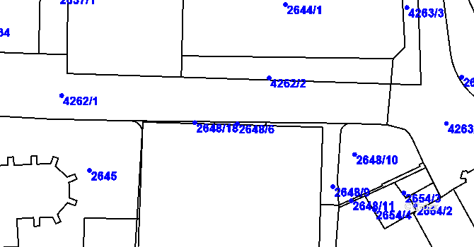 Parcela st. 2648/6 v KÚ Ústí nad Labem, Katastrální mapa