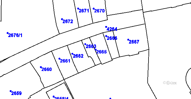 Parcela st. 2665 v KÚ Ústí nad Labem, Katastrální mapa