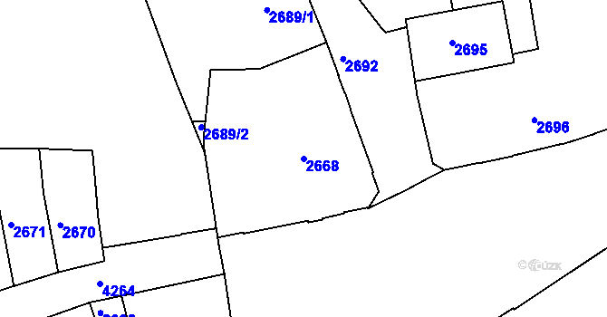 Parcela st. 2668 v KÚ Ústí nad Labem, Katastrální mapa
