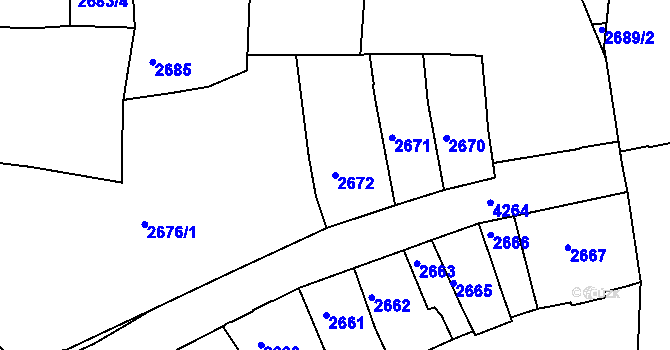 Parcela st. 2672 v KÚ Ústí nad Labem, Katastrální mapa