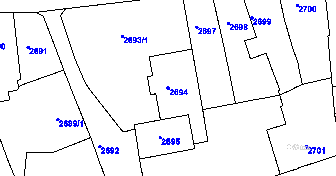 Parcela st. 2694 v KÚ Ústí nad Labem, Katastrální mapa