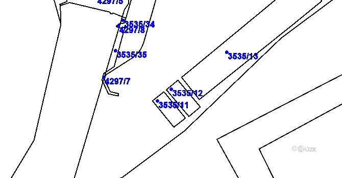 Parcela st. 3535/12 v KÚ Ústí nad Labem, Katastrální mapa