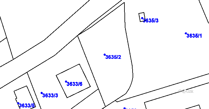 Parcela st. 3635/2 v KÚ Ústí nad Labem, Katastrální mapa