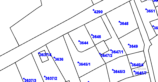 Parcela st. 3644 v KÚ Ústí nad Labem, Katastrální mapa