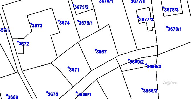 Parcela st. 3667 v KÚ Ústí nad Labem, Katastrální mapa