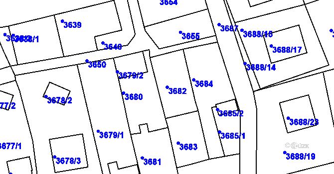 Parcela st. 3682 v KÚ Ústí nad Labem, Katastrální mapa