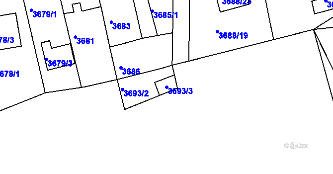Parcela st. 3693/3 v KÚ Ústí nad Labem, Katastrální mapa
