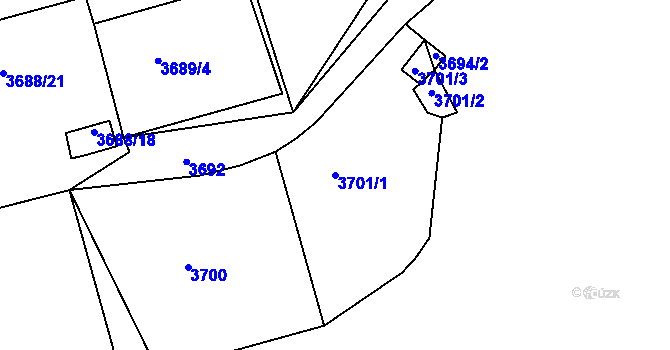 Parcela st. 3701/1 v KÚ Ústí nad Labem, Katastrální mapa