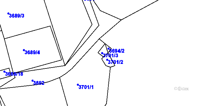 Parcela st. 3701/3 v KÚ Ústí nad Labem, Katastrální mapa