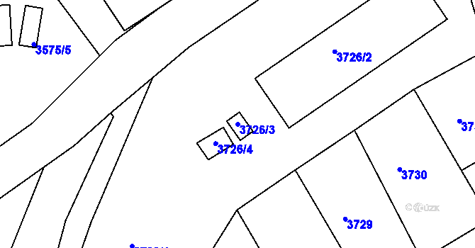 Parcela st. 3726/3 v KÚ Ústí nad Labem, Katastrální mapa