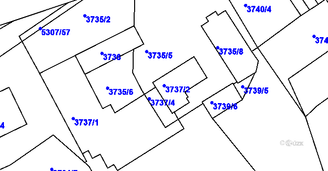Parcela st. 3737/2 v KÚ Ústí nad Labem, Katastrální mapa