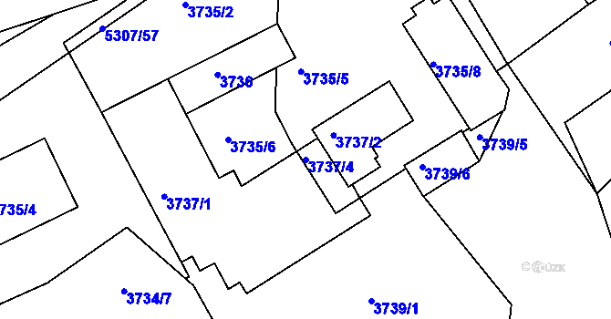 Parcela st. 3737/4 v KÚ Ústí nad Labem, Katastrální mapa