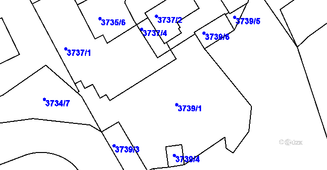 Parcela st. 3739/2 v KÚ Ústí nad Labem, Katastrální mapa