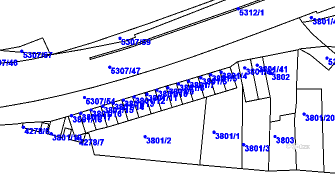 Parcela st. 3801/9 v KÚ Ústí nad Labem, Katastrální mapa