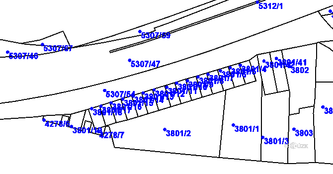 Parcela st. 3801/11 v KÚ Ústí nad Labem, Katastrální mapa