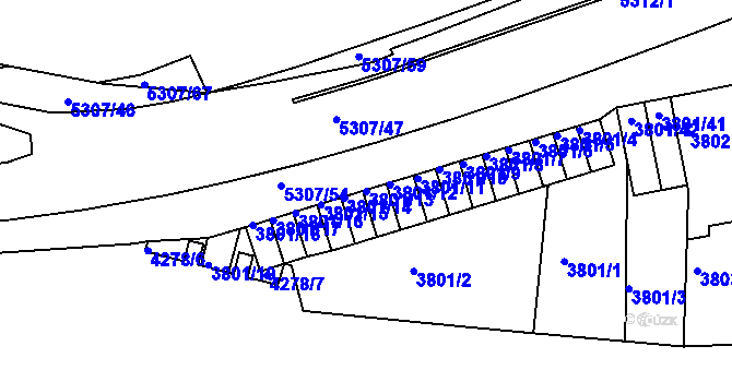 Parcela st. 3801/13 v KÚ Ústí nad Labem, Katastrální mapa