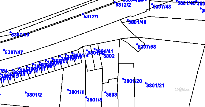 Parcela st. 3802 v KÚ Ústí nad Labem, Katastrální mapa