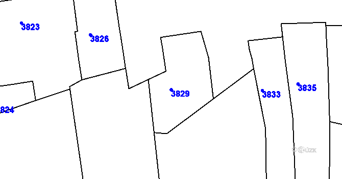 Parcela st. 3829 v KÚ Ústí nad Labem, Katastrální mapa