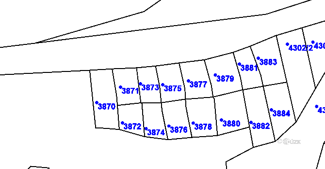 Parcela st. 3875 v KÚ Ústí nad Labem, Katastrální mapa
