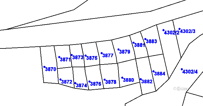 Parcela st. 3877 v KÚ Ústí nad Labem, Katastrální mapa