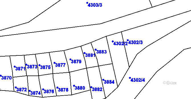 Parcela st. 3883 v KÚ Ústí nad Labem, Katastrální mapa