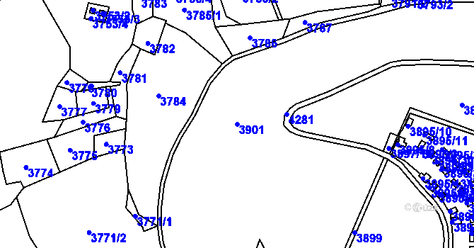 Parcela st. 3901 v KÚ Ústí nad Labem, Katastrální mapa