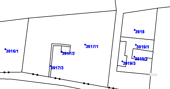 Parcela st. 3917/1 v KÚ Ústí nad Labem, Katastrální mapa