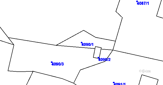 Parcela st. 4090/1 v KÚ Ústí nad Labem, Katastrální mapa