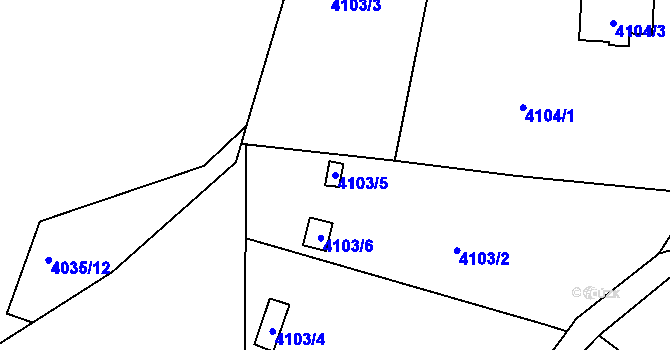 Parcela st. 4103/5 v KÚ Ústí nad Labem, Katastrální mapa