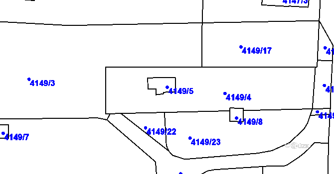 Parcela st. 4149/5 v KÚ Ústí nad Labem, Katastrální mapa