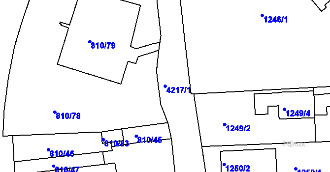 Parcela st. 4217/1 v KÚ Ústí nad Labem, Katastrální mapa