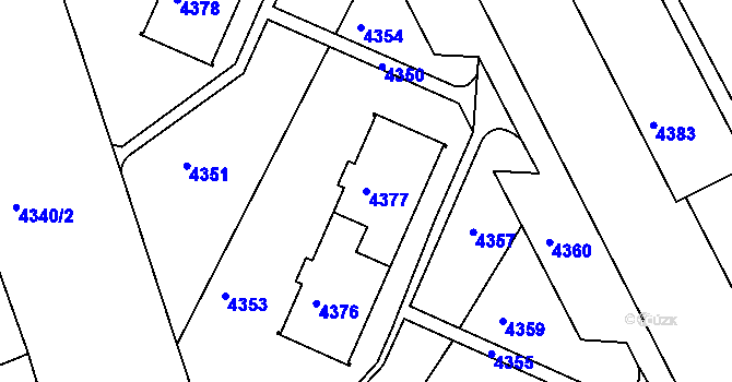 Parcela st. 4377 v KÚ Ústí nad Labem, Katastrální mapa