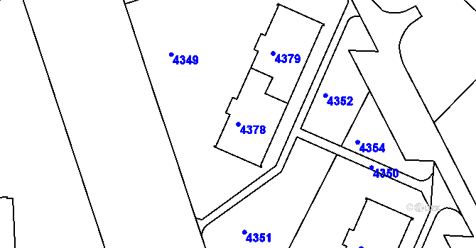 Parcela st. 4378 v KÚ Ústí nad Labem, Katastrální mapa
