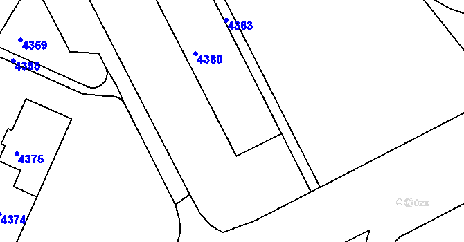 Parcela st. 4380 v KÚ Ústí nad Labem, Katastrální mapa