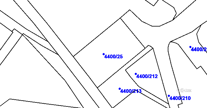 Parcela st. 4400/25 v KÚ Ústí nad Labem, Katastrální mapa