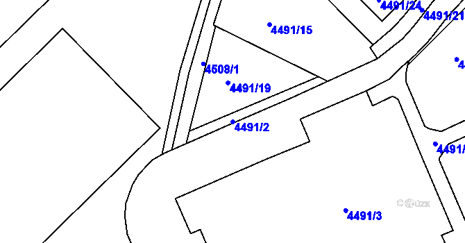 Parcela st. 4491/2 v KÚ Ústí nad Labem, Katastrální mapa