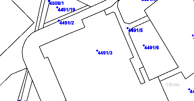 Parcela st. 4491/3 v KÚ Ústí nad Labem, Katastrální mapa