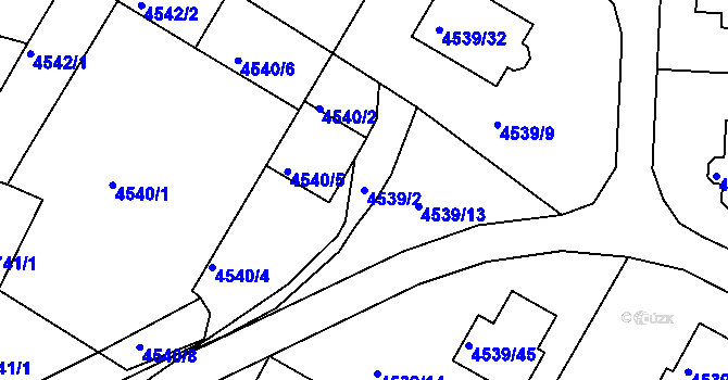 Parcela st. 4539/2 v KÚ Ústí nad Labem, Katastrální mapa