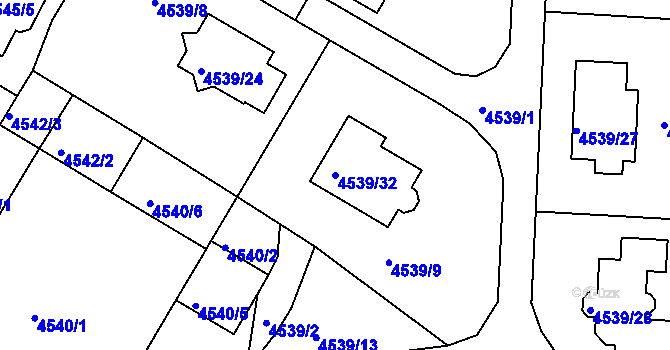 Parcela st. 4539/32 v KÚ Ústí nad Labem, Katastrální mapa