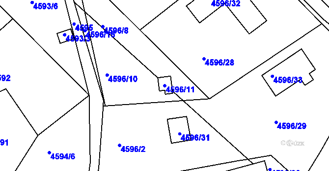 Parcela st. 4596/11 v KÚ Ústí nad Labem, Katastrální mapa